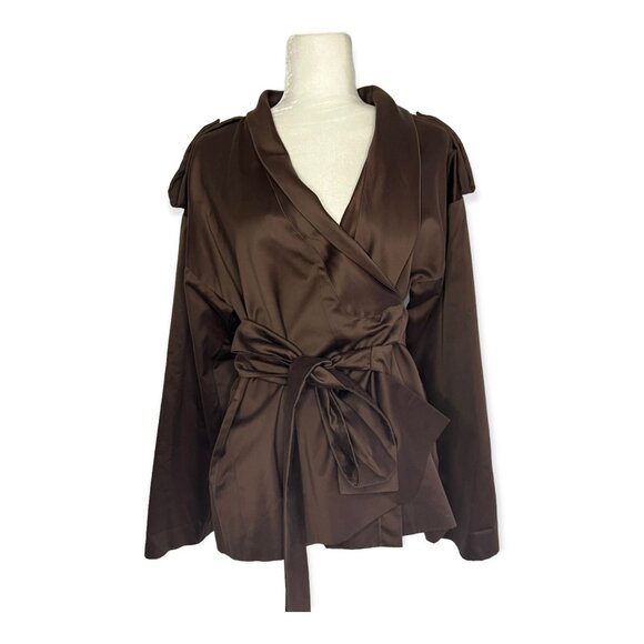 Fendi Brown Front Wrap Collared Jacket